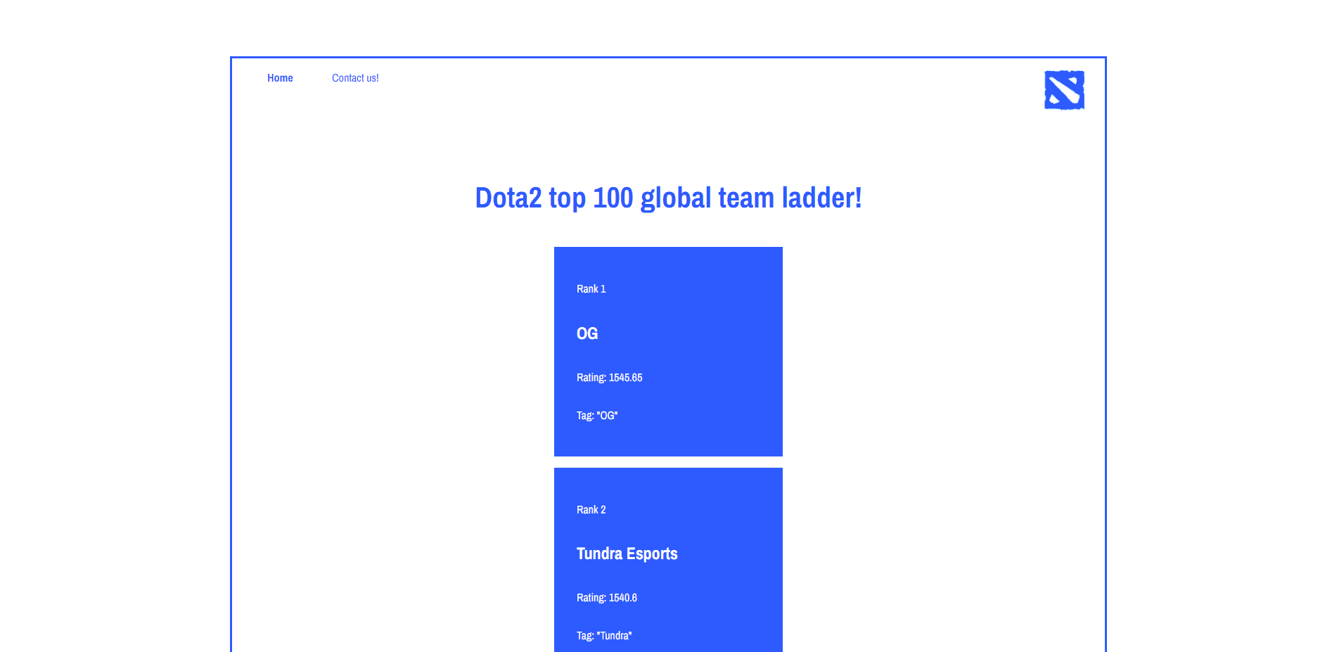 An image of the DOTA 2 Ladder project.